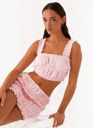 Off By Heart Shirred Top - Blush WaterResistant