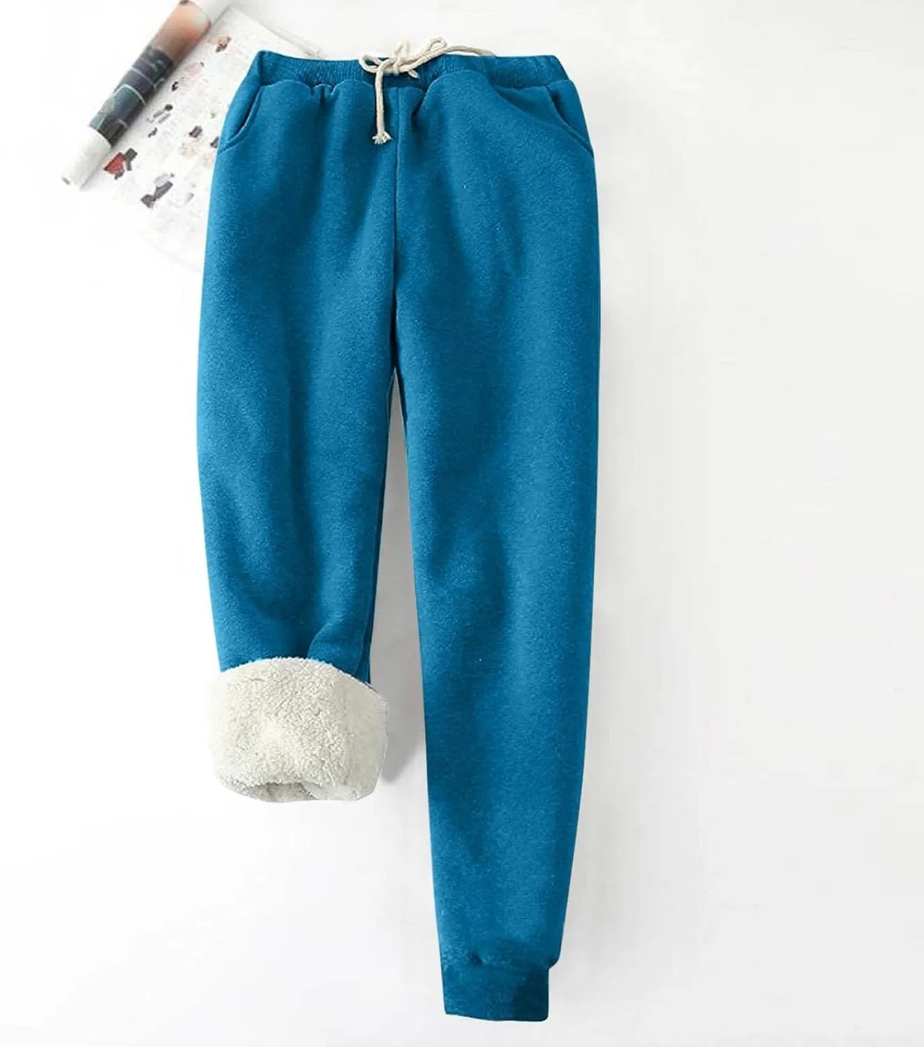 Ogiraw Sweatpants Women Fleece Lined Winter Warm Joggers High Waist Athletic Jogger Pants Thicken Outdoor Pants with Pocket