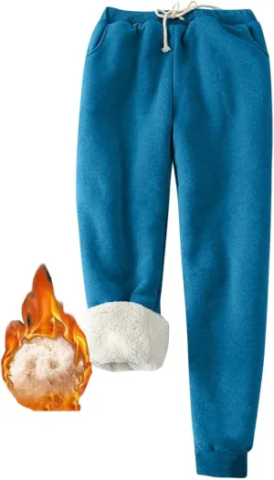 Ogiraw Sweatpants Women Fleece Lined Winter Warm Joggers High Waist Athletic Jogger Pants Thicken Outdoor Pants with Pocket
