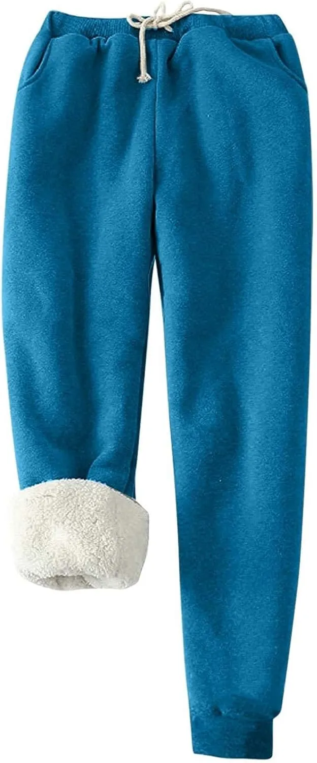 Ogiraw Sweatpants Women Fleece Lined Winter Warm Joggers High Waist Athletic Jogger Pants Thicken Outdoor Pants with Pocket