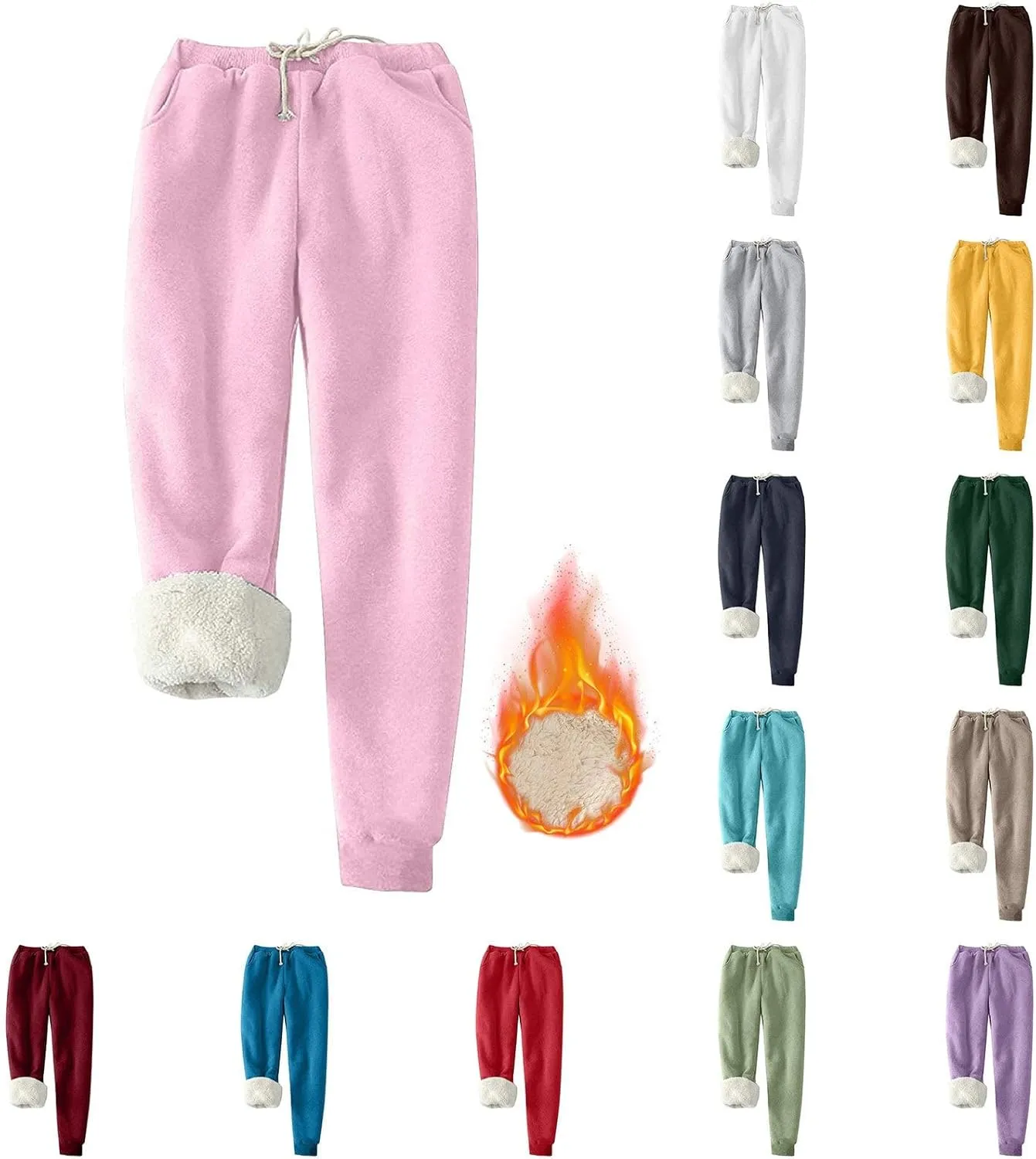 Ogiraw Sweatpants Women Fleece Lined Winter Warm Joggers High Waist Athletic Jogger Pants Thicken Outdoor Pants with Pocket