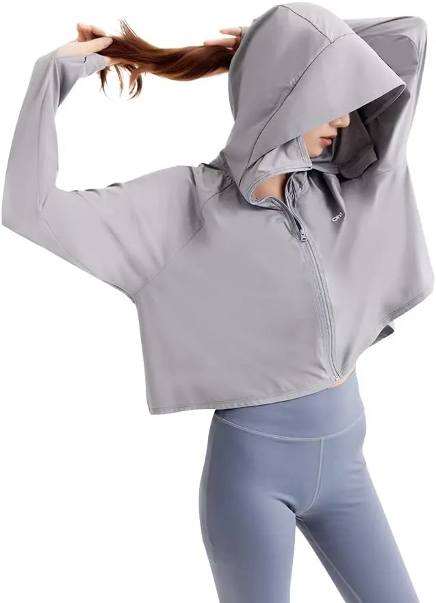 OHRAIN Cropped Sun Protection Jackets UPF50  Cooling Lightweight Breathable Summer Outdoor Tops SLC4M320T