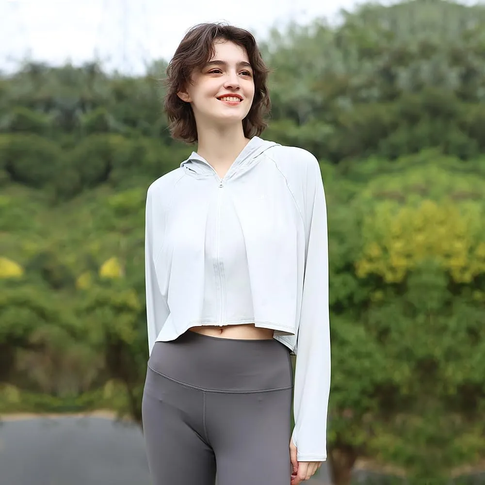 OHRAIN Cropped Sun Protection Jackets UPF50  Cooling Lightweight Breathable Summer Outdoor Tops SLC4M320T