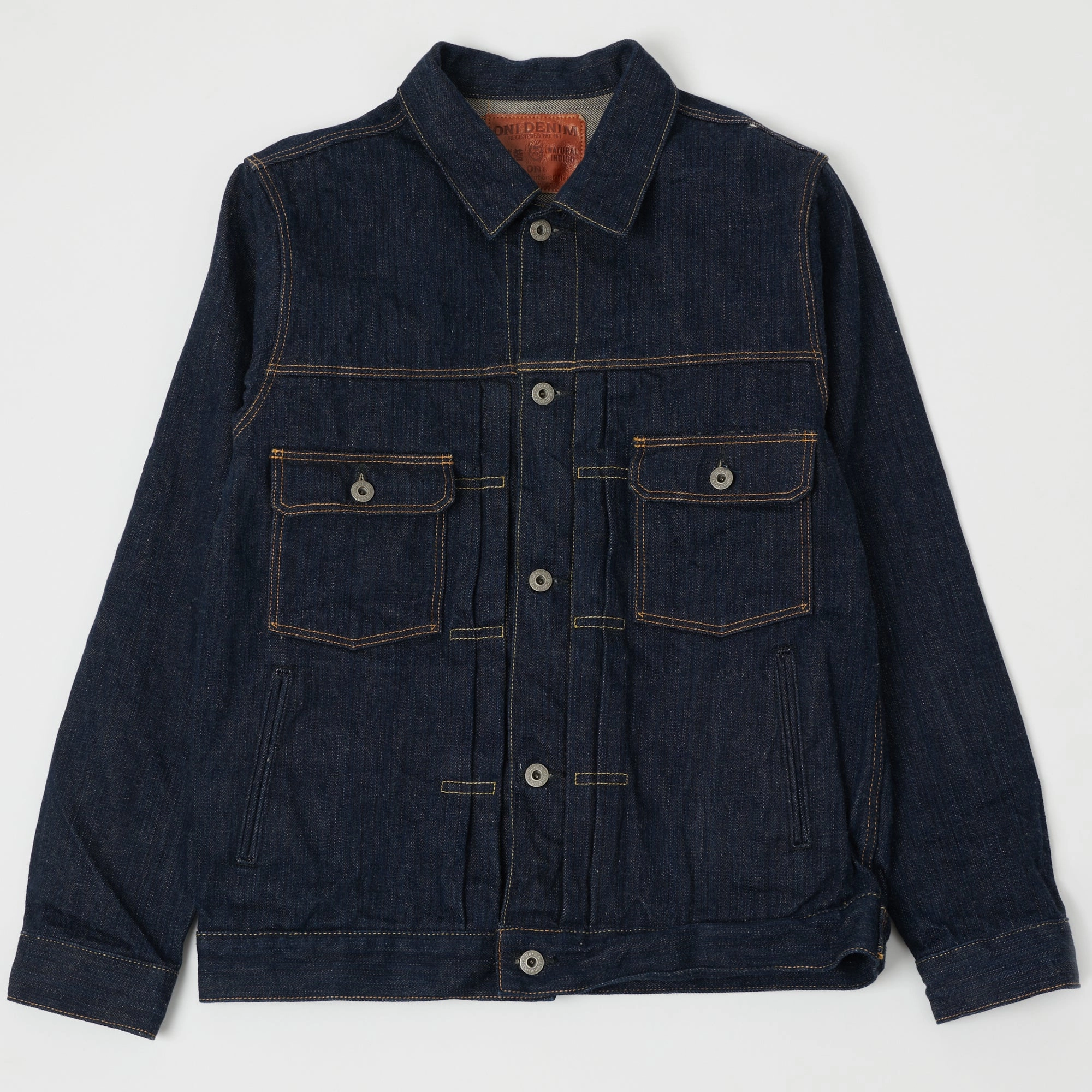 Reflective Bands ONI Denim 02506P-SHM 'Kiwami' Semi Hand Made 16oz Type II Denim Jacket - Rinsed