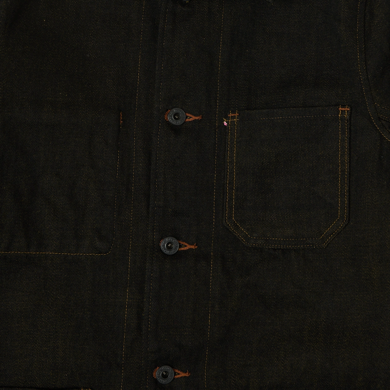 ONI Denim 03100-BKOL 12.5oz Black x Olive Work Jacket - One Wash TearResistantFabric Layered Wind Barrier