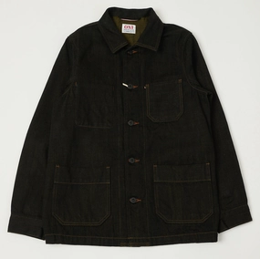 Weather Proof Hypoallergenic Interior ONI Denim 03100-BKOL 12.5oz Black x Olive Work Jacket - One Wash