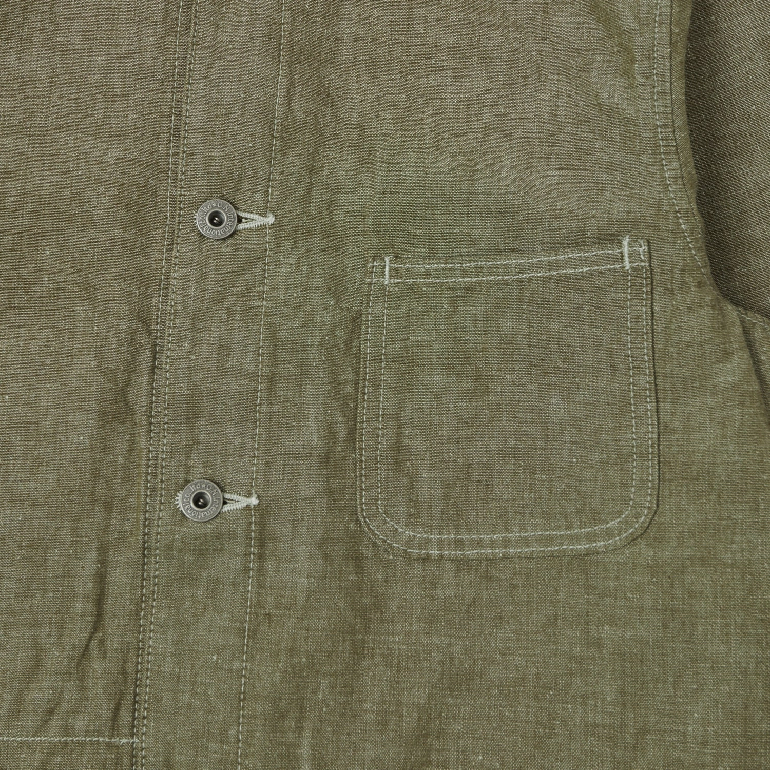 ONI Denim 03101-HCKOL 8.3oz Heavy Chambray Coverall Jacket - Khaki Olive One Wash Compression Fit