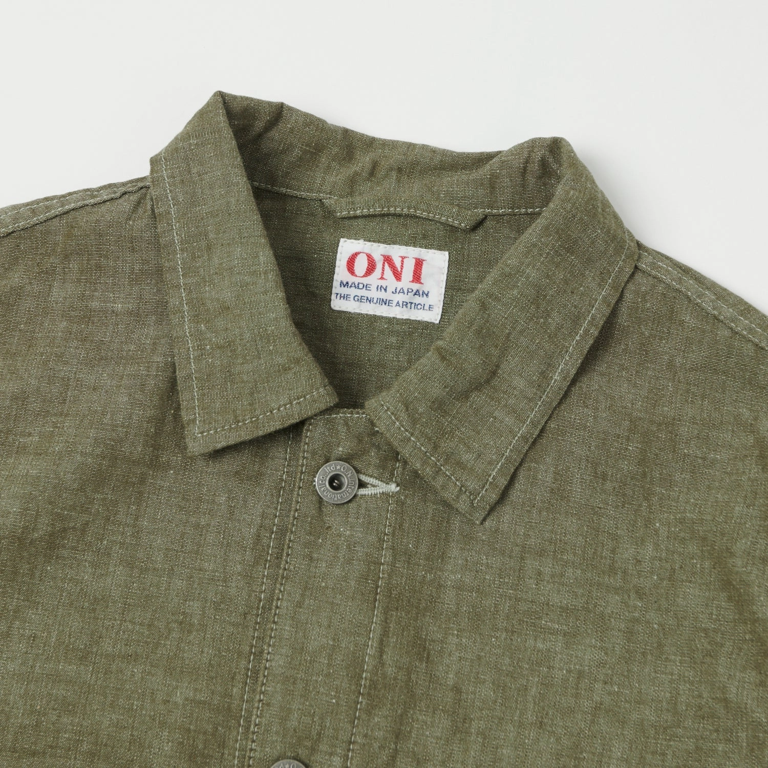 ONI Denim 03101-HCKOL 8.3oz Heavy Chambray Coverall Jacket - Khaki Olive One Wash Weatherproof Shell