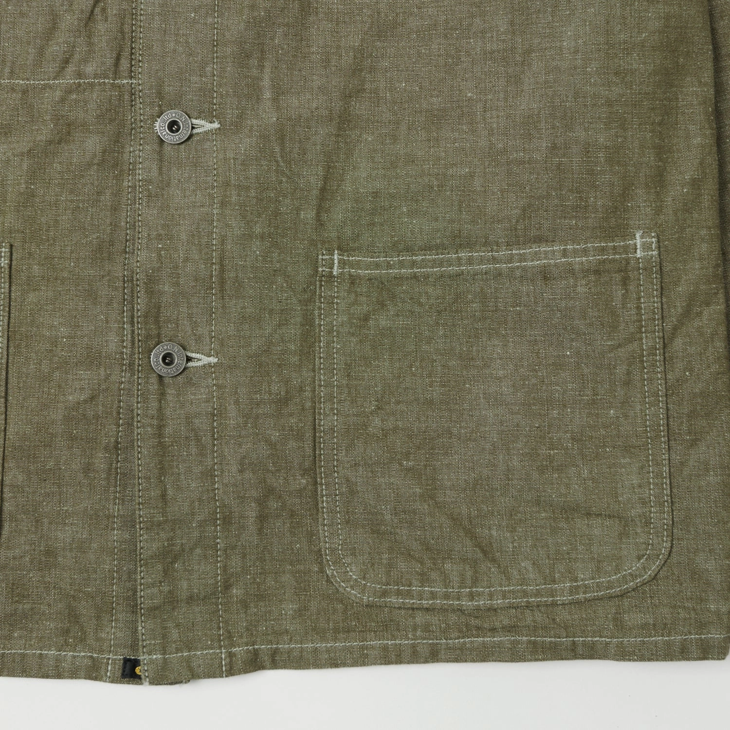 ONI Denim 03101-HCKOL 8.3oz Heavy Chambray Coverall Jacket - Khaki Olive One Wash Flexible Fleece Lining