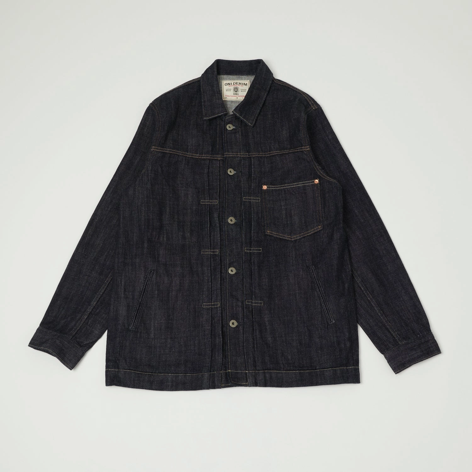 ONI Denim 03128 12oz Loose Weave Denim Coverall Jacket Soft Layers Monochrome Look