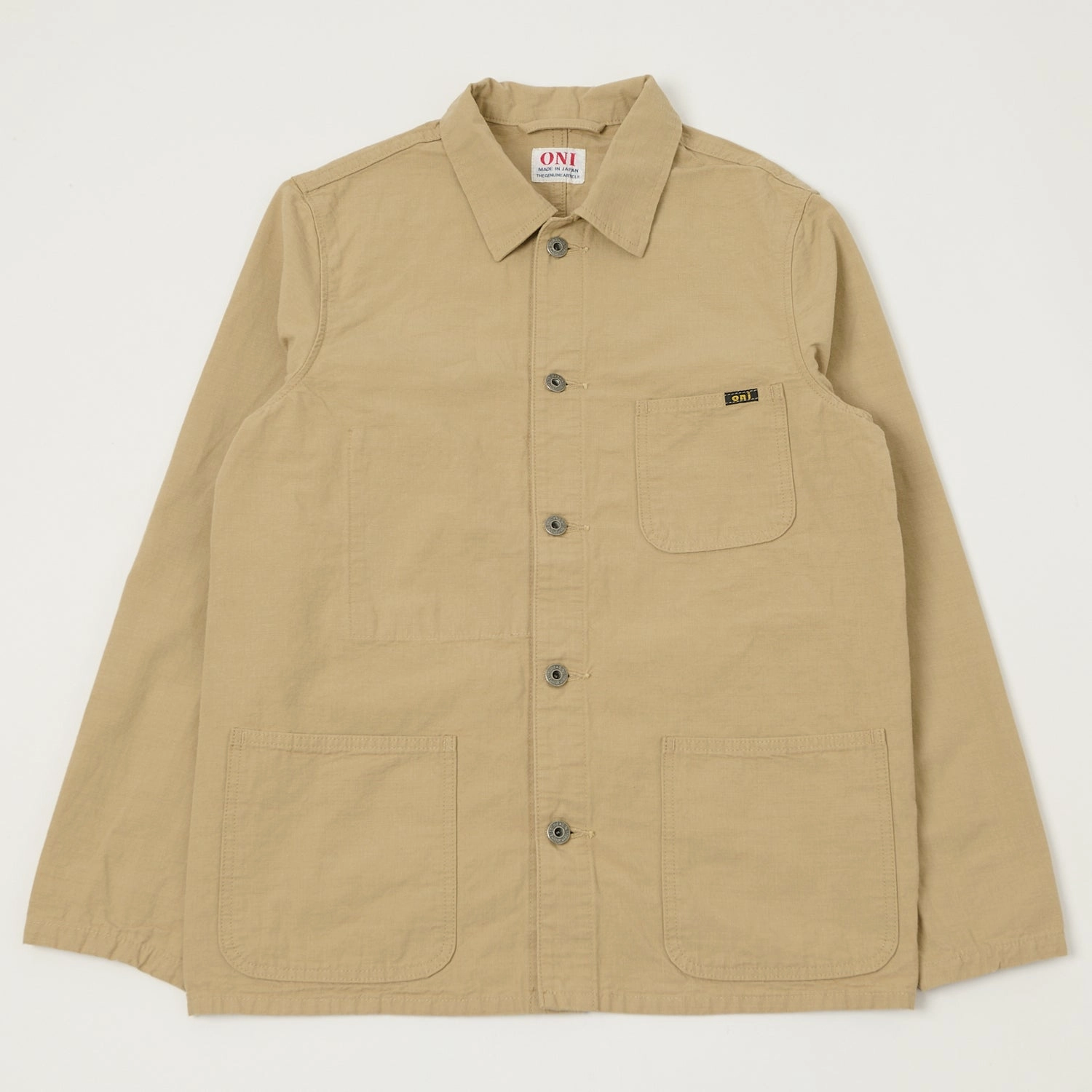 Headphone Hole Eco Dye Process ONI Denim 03500-8BE 8oz 'Beta Chambray' Coverall Jacket - Beige