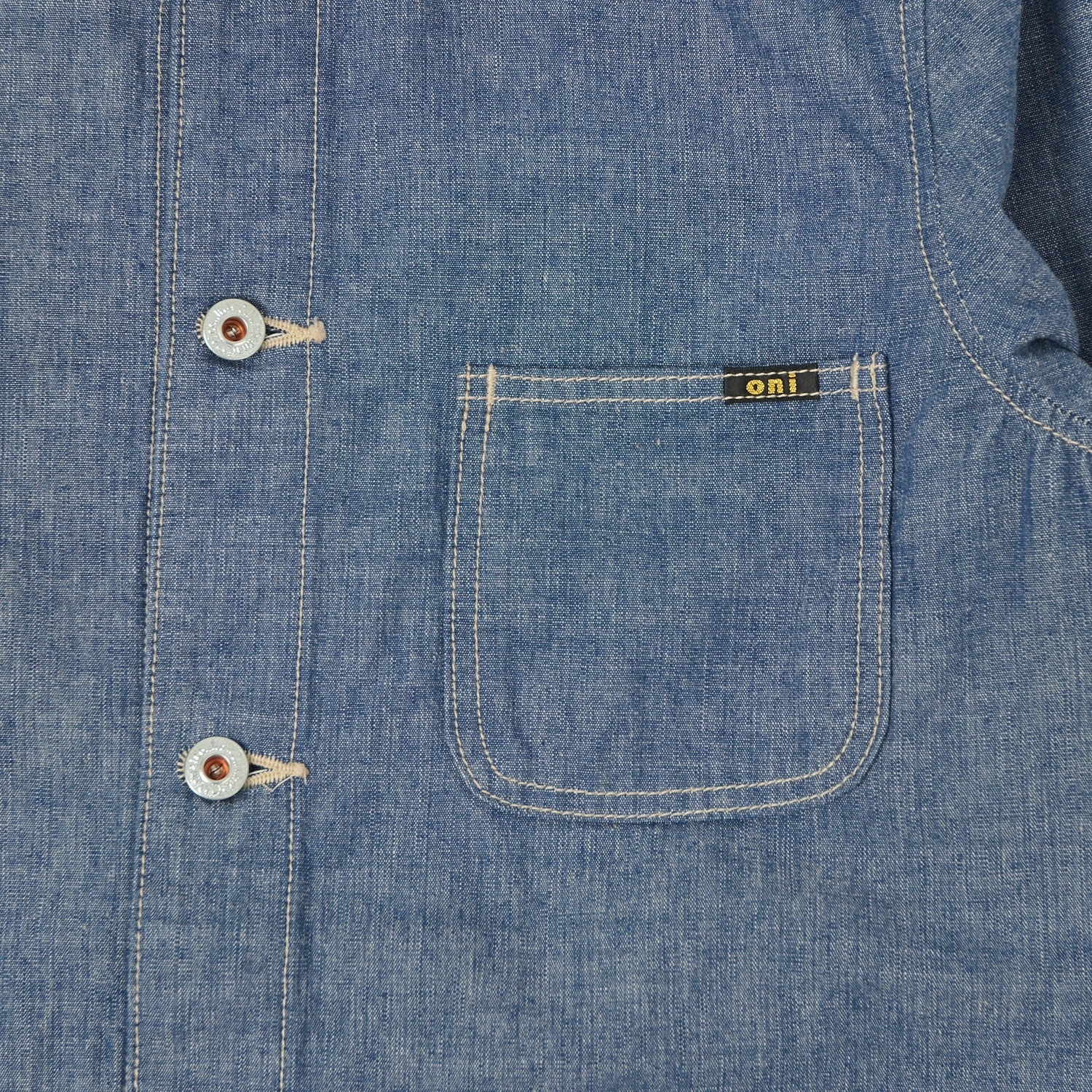 Clean Lines Hidden Zipper ONI Denim 03500-HCSV 8oz Chambray Coverall Jacket - Blue