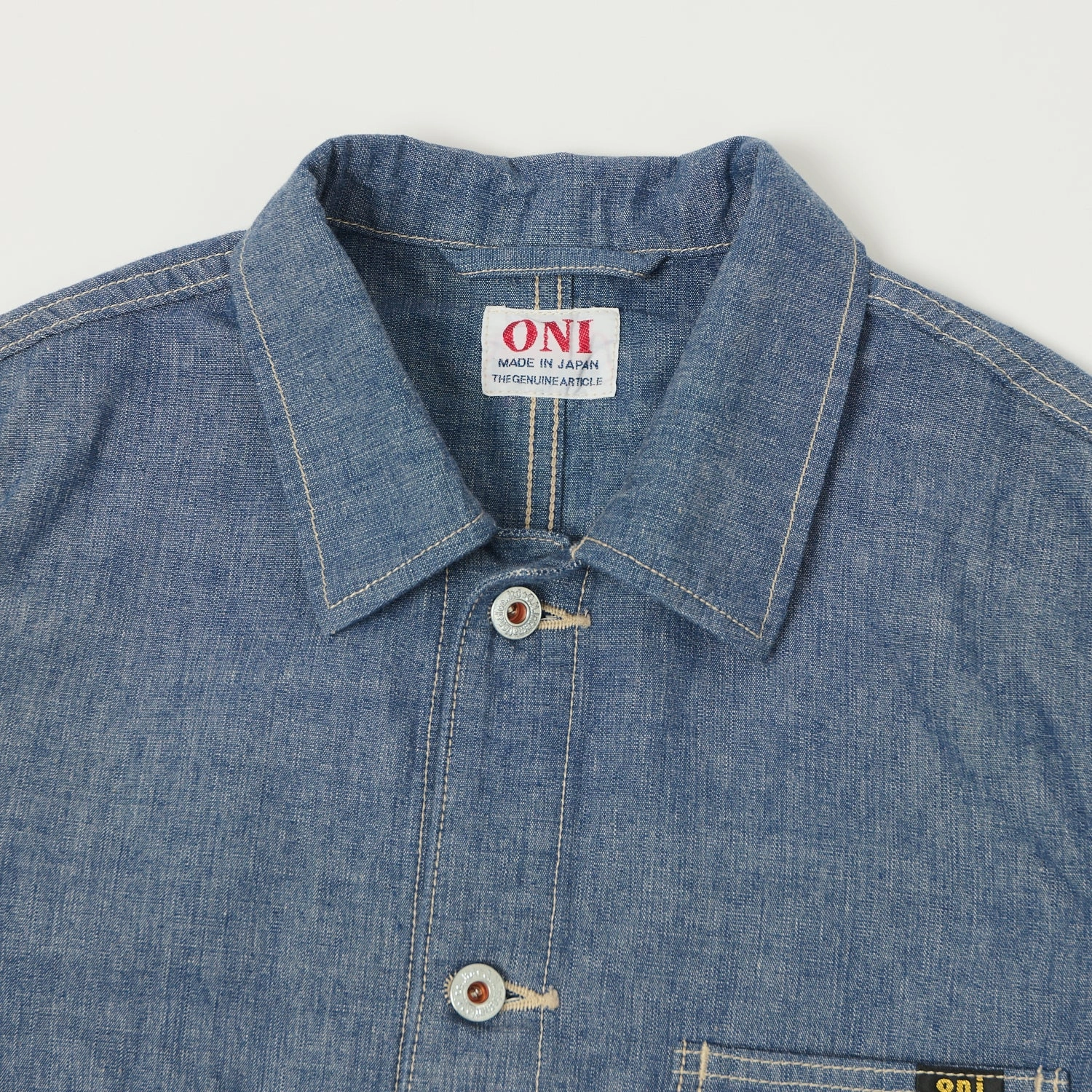 Quilted Stitching ReflectiveDetails ONI Denim 03500-HCSV 8oz Chambray Coverall Jacket - Blue