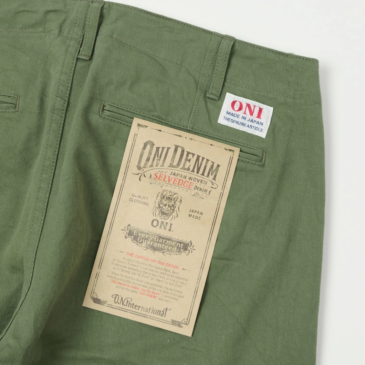 Quick Wear ONI Denim 737-SVC-LOL 9.5oz Selvedge Chino - Light Olive