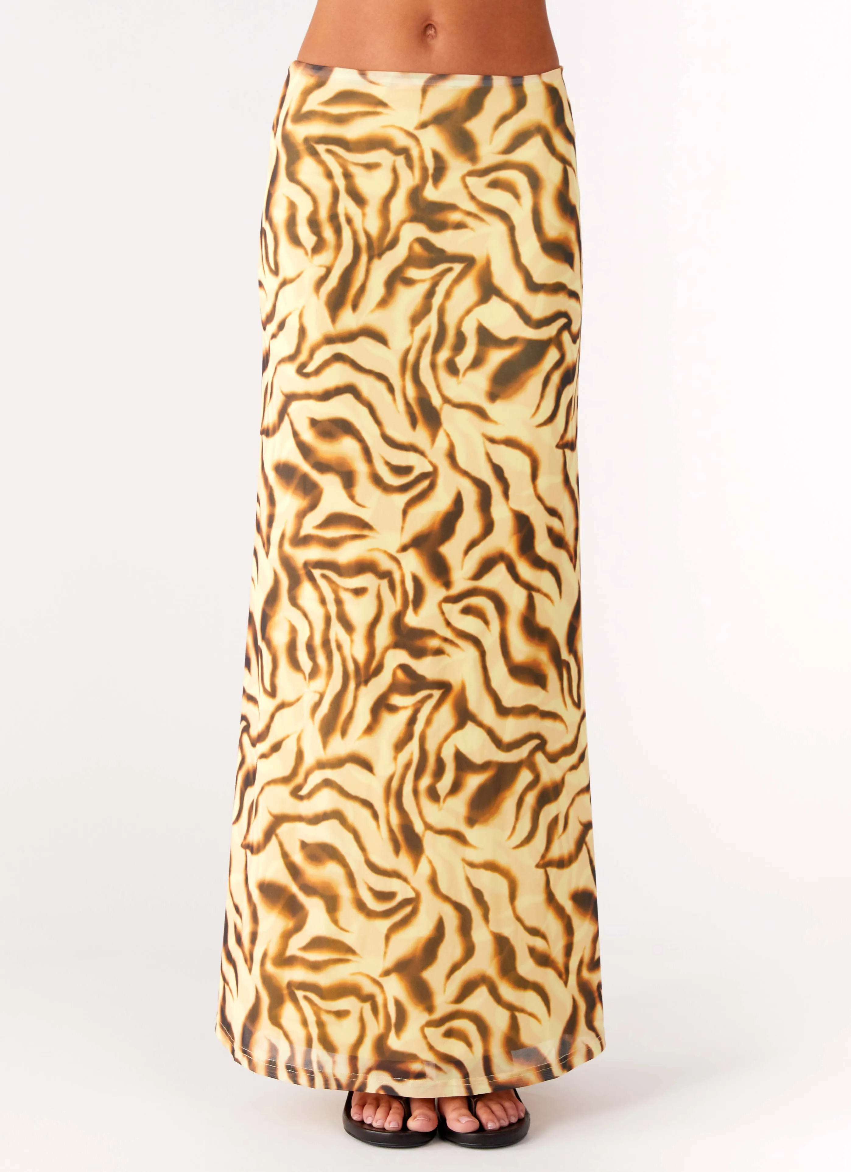 Call Me Low Rise Maxi Skirt - Yellow Zebra Stylish Choice