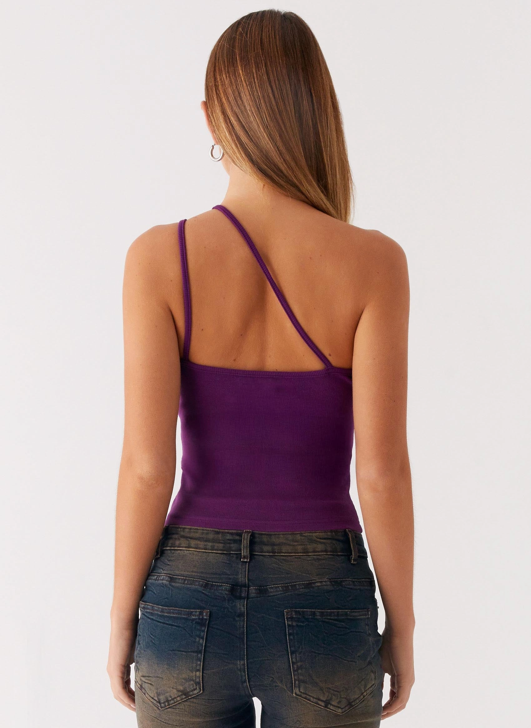 RecycledPolyesterBlend Optix Button Front Top - Plum