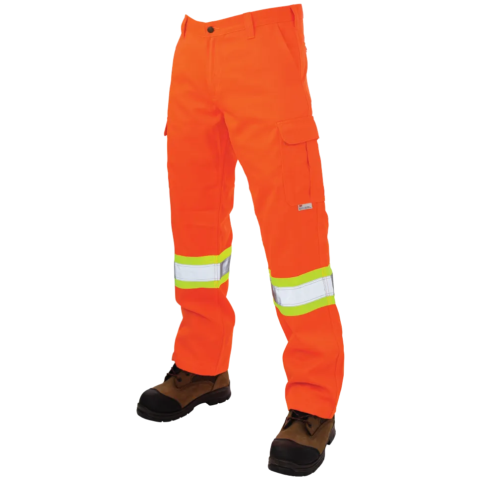 Orange Hi-Vis Relaxed Fit Twill Safety Cargo Work Pant by Tough Duck - Style SP01
