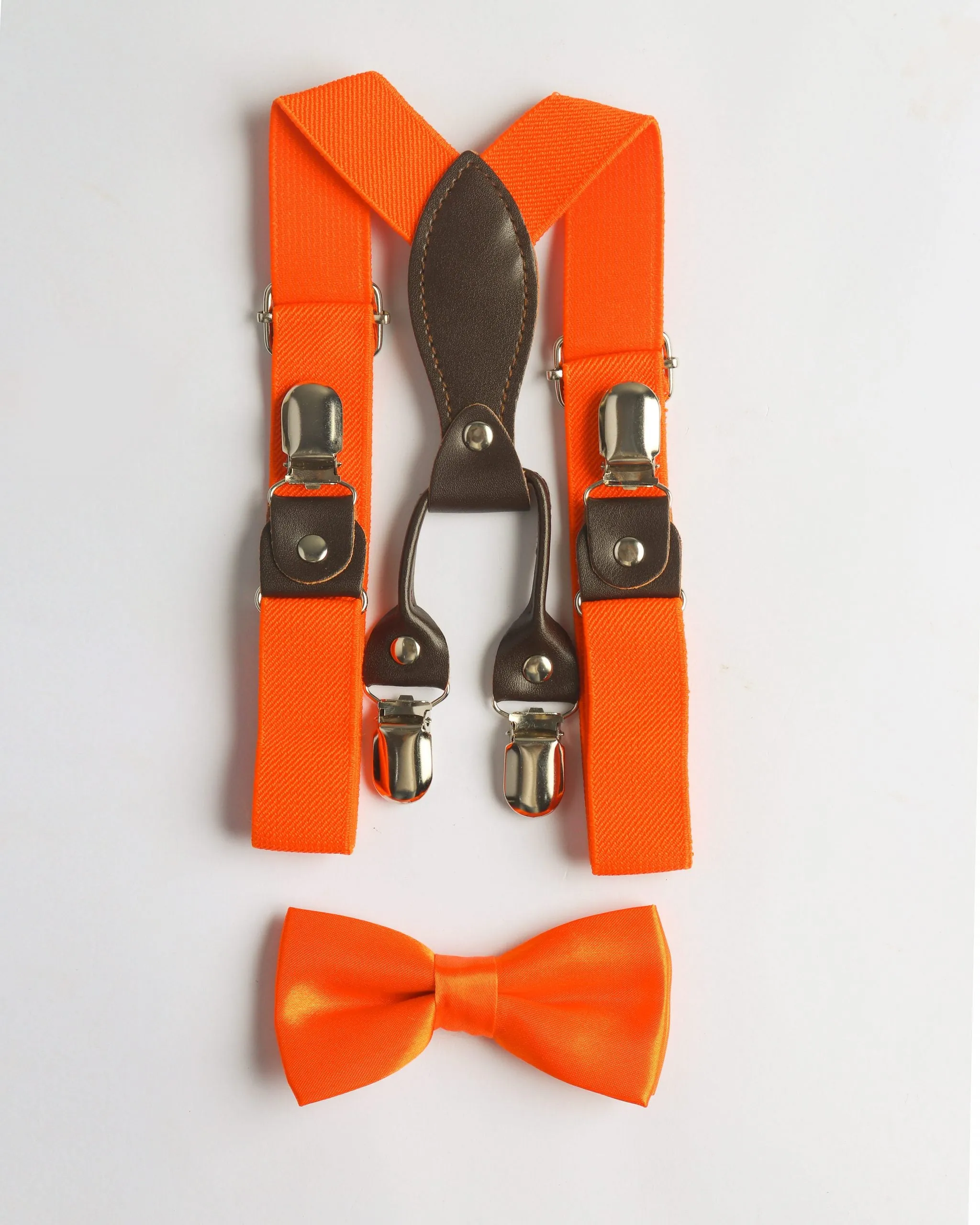 ORANGE SUSPENDER SET WITH ORANGE BOW TIE