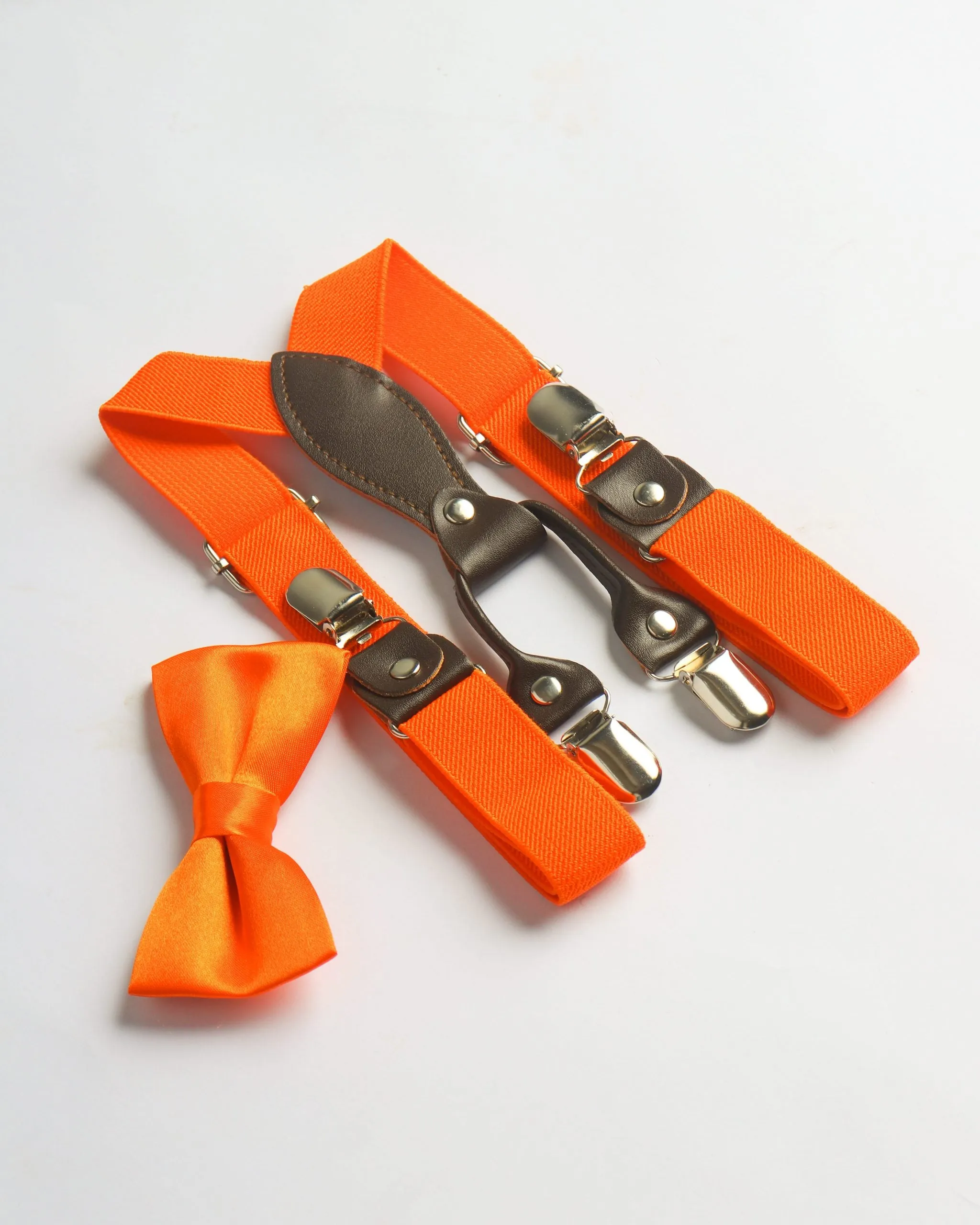 ORANGE SUSPENDER SET WITH ORANGE BOW TIE