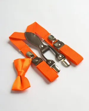 ORANGE SUSPENDER SET WITH ORANGE BOW TIE