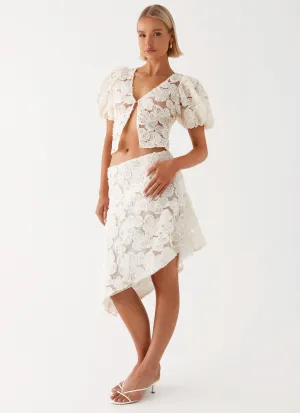 Oversized style Chic Appeal Orchid Breeze Midi Skirt - Ivory