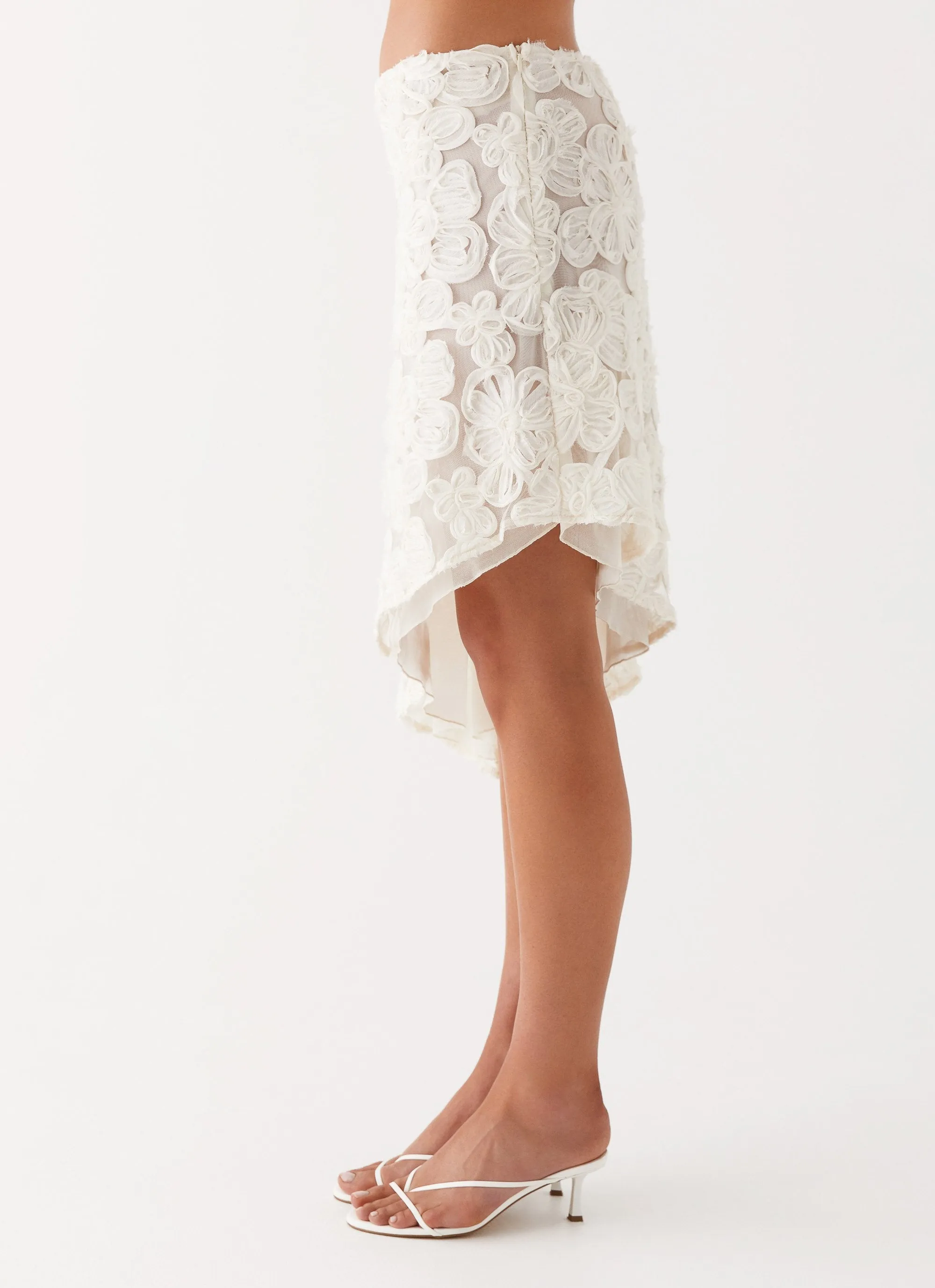 Orchid Breeze Midi Skirt - Ivory Convertible Style