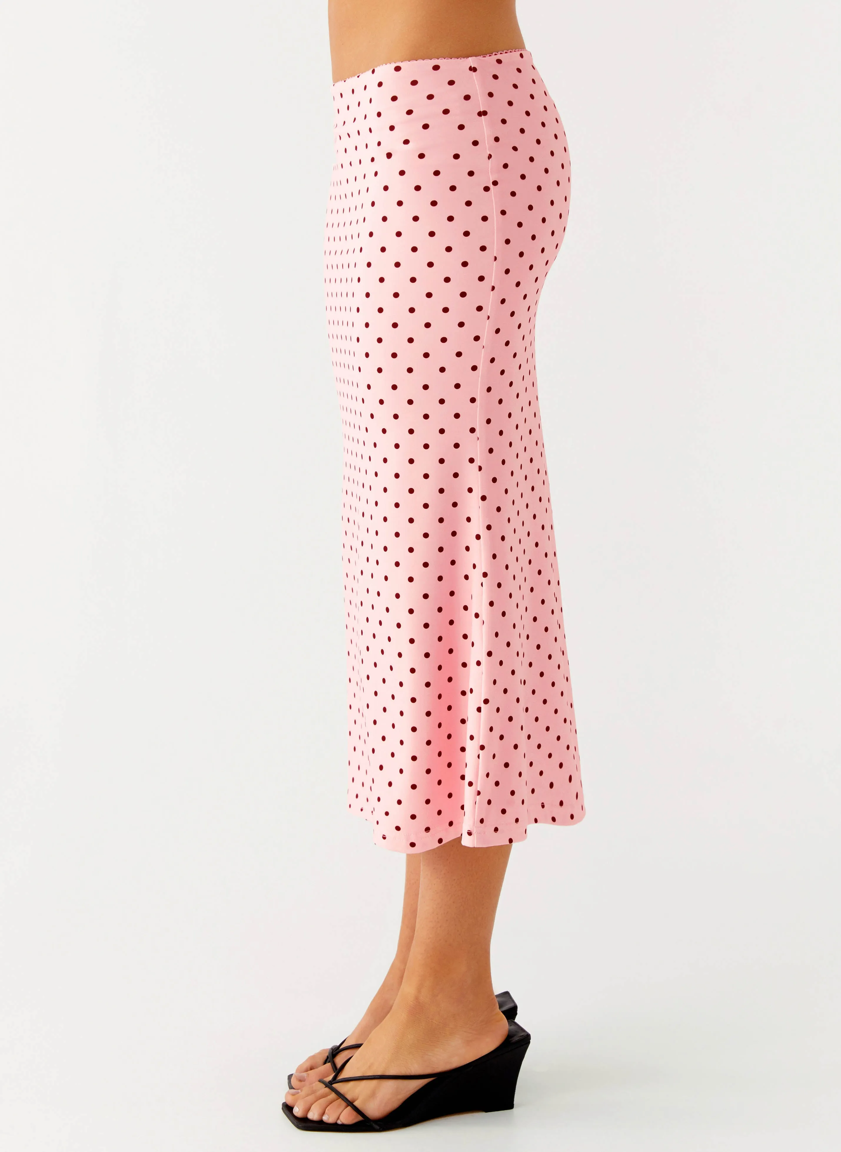 ribbed texture Beach Day Bahama Low Rise Midi Skirt - Strawberry Dot