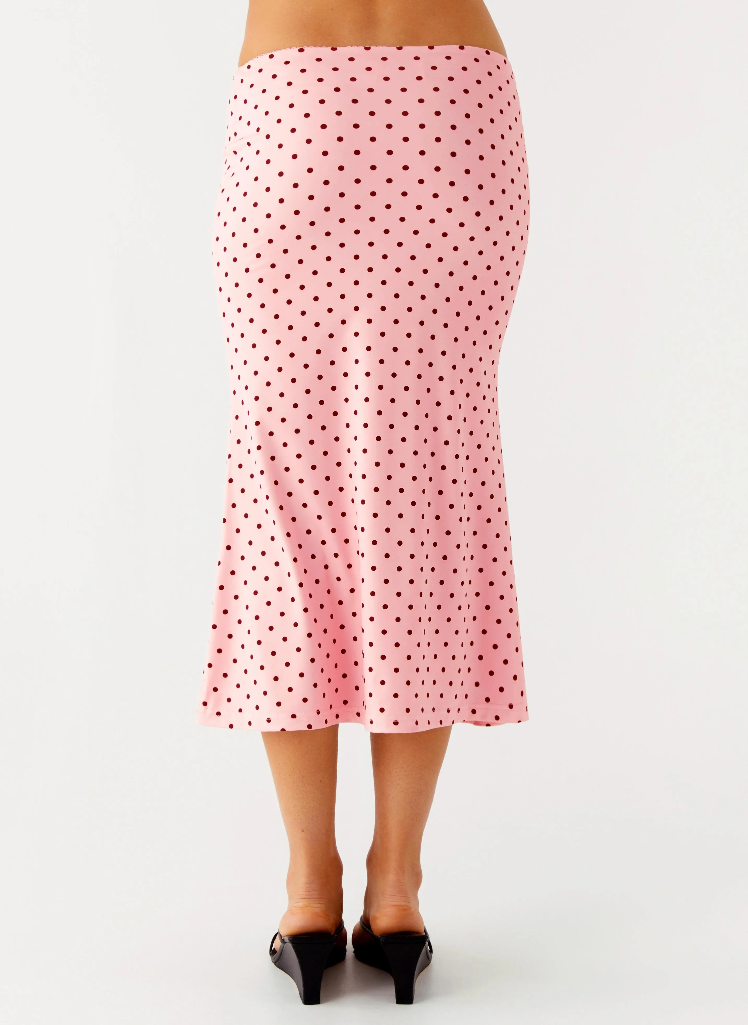 Bahama Low Rise Midi Skirt - Strawberry Dot Bamboo Fiber