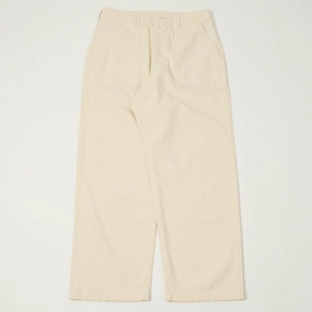 orSlow Herringbone Twill Lightweight Fatigue Pants - Ecru High Durability Stitching