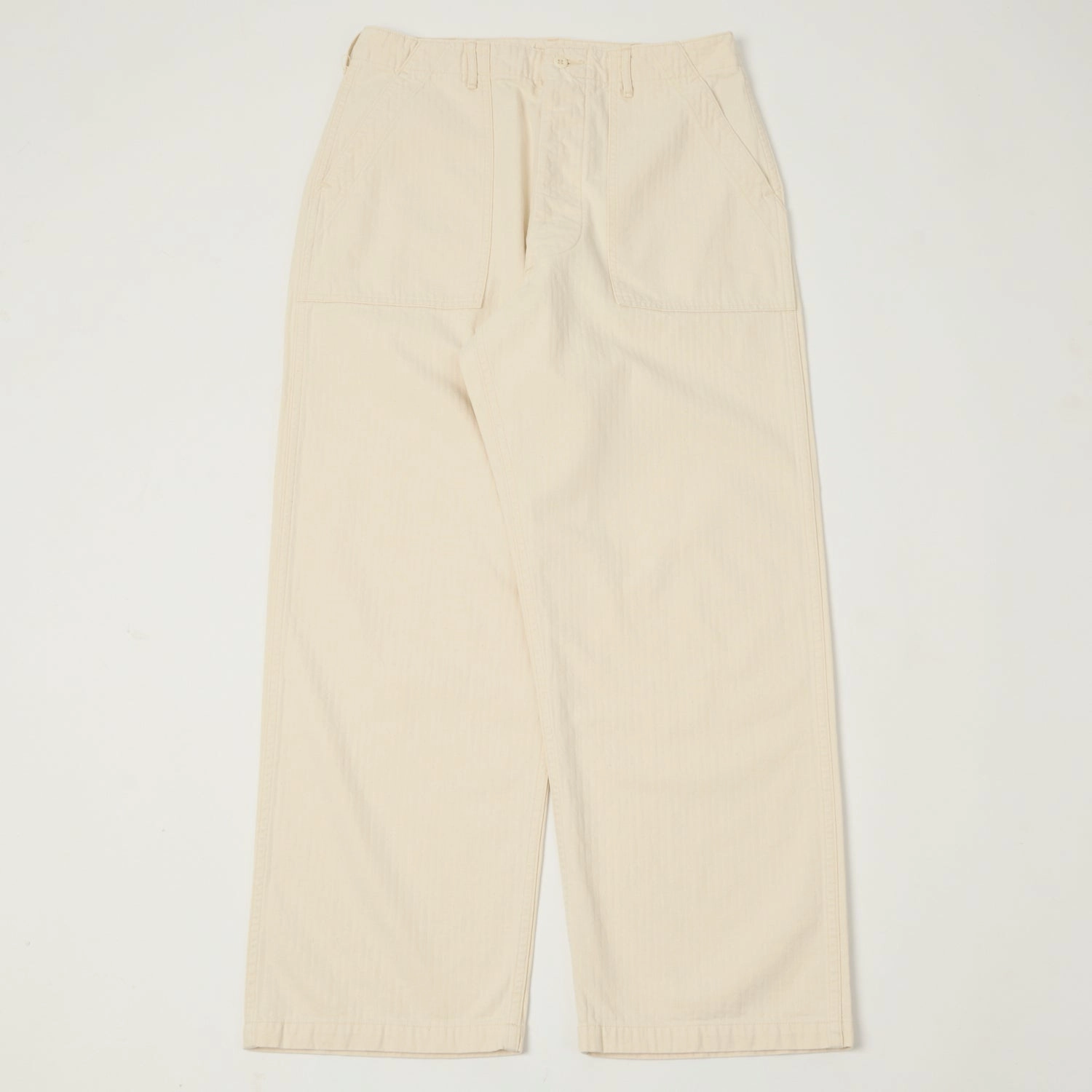 orSlow Herringbone Twill Lightweight Fatigue Pants - Ecru High Durability Stitching