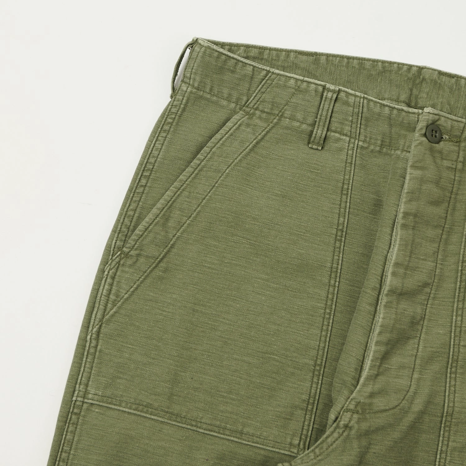 SecureClosures orSlow Vintage U.S. Army Fatigue Trousers - Olive Stone Wash
