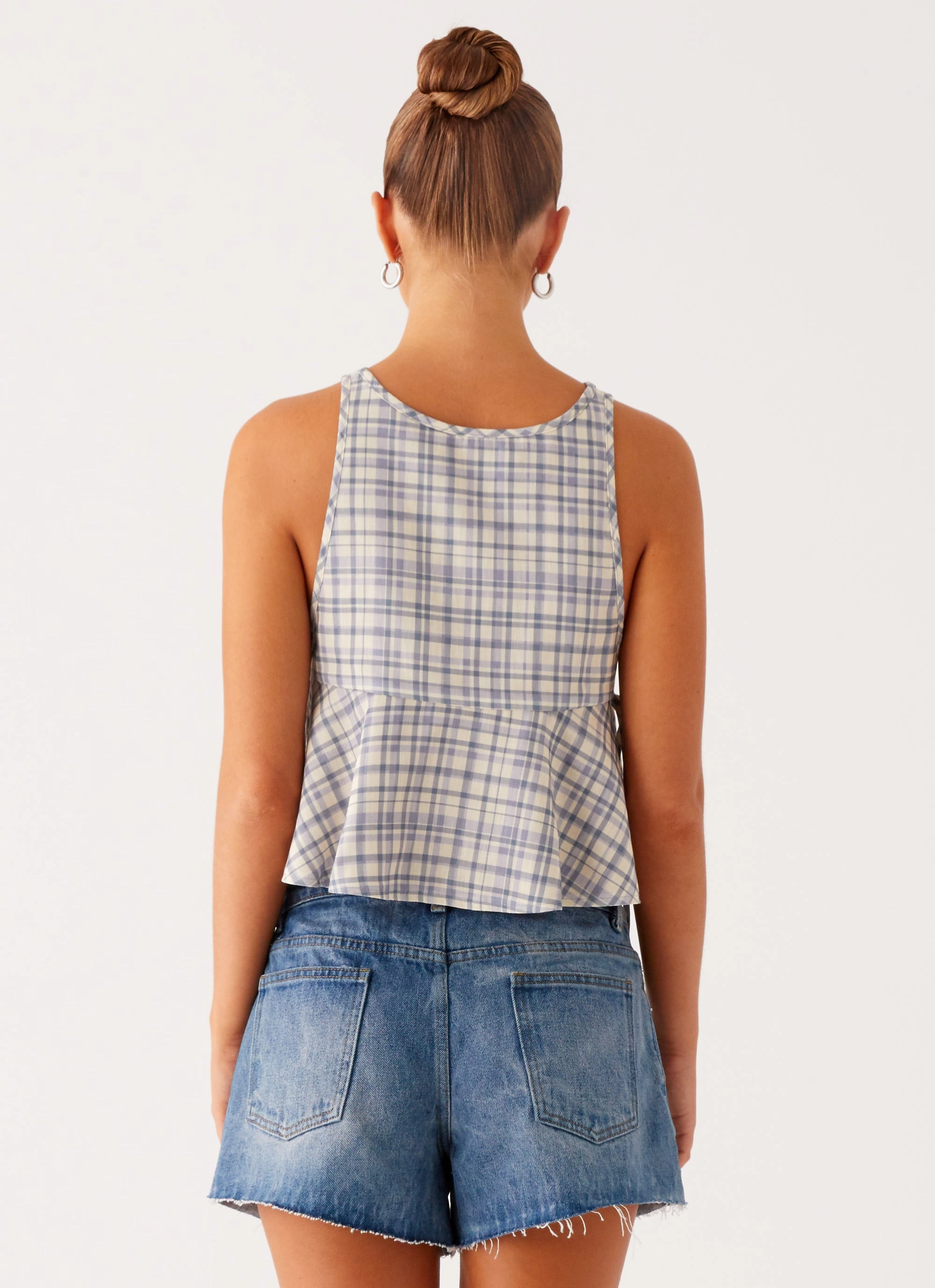 Osborne Halter Top - Check Recycled Polyester Blend