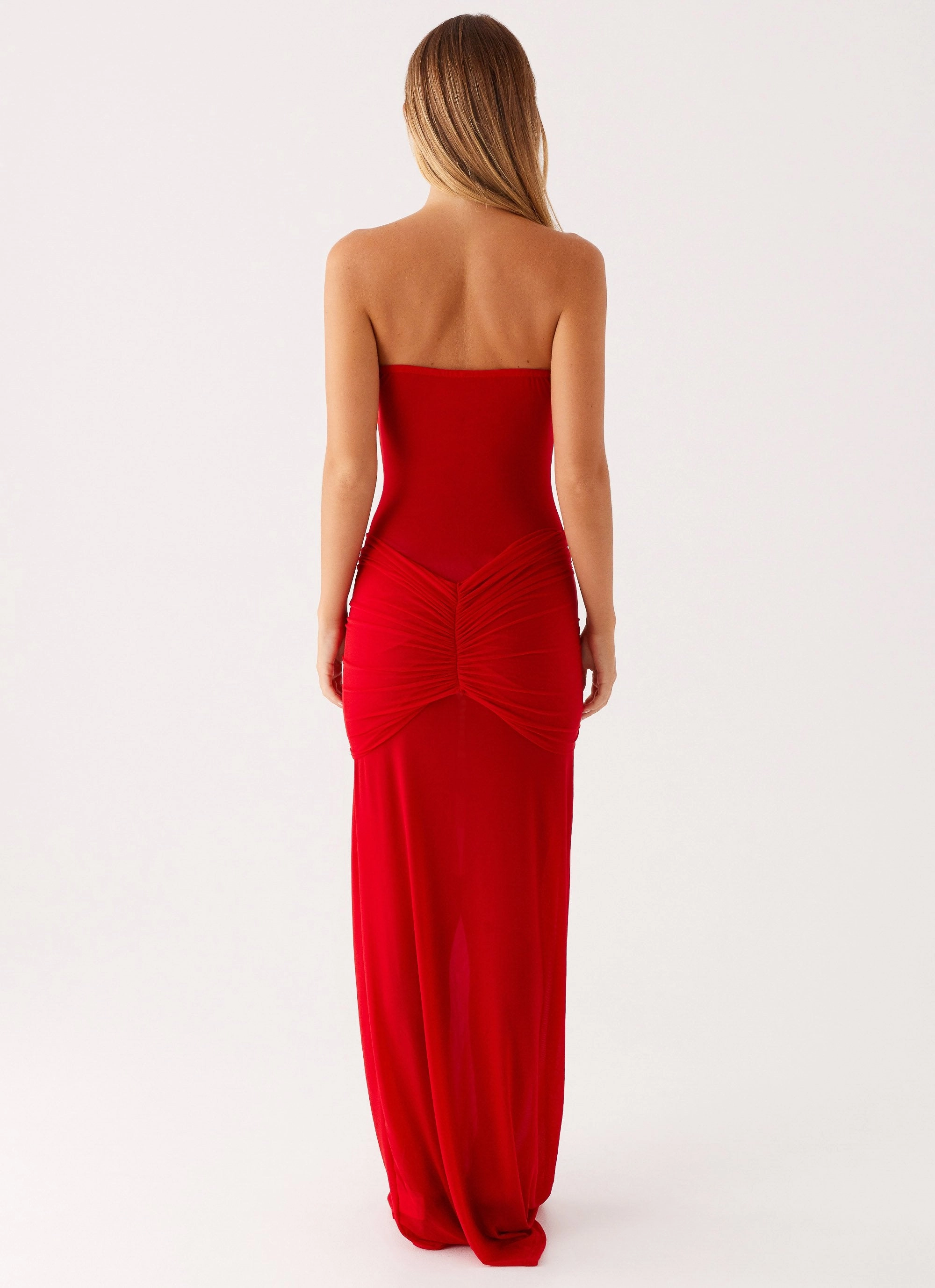 Vibrant color Ottilie Mesh Maxi Dress - Red