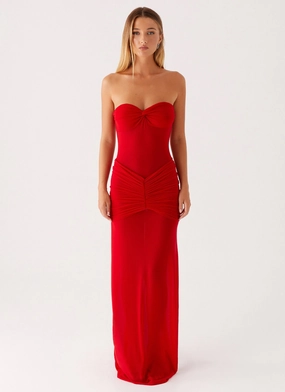 Smooth Drape Weekend Fresh Ottilie Mesh Maxi Dress - Red