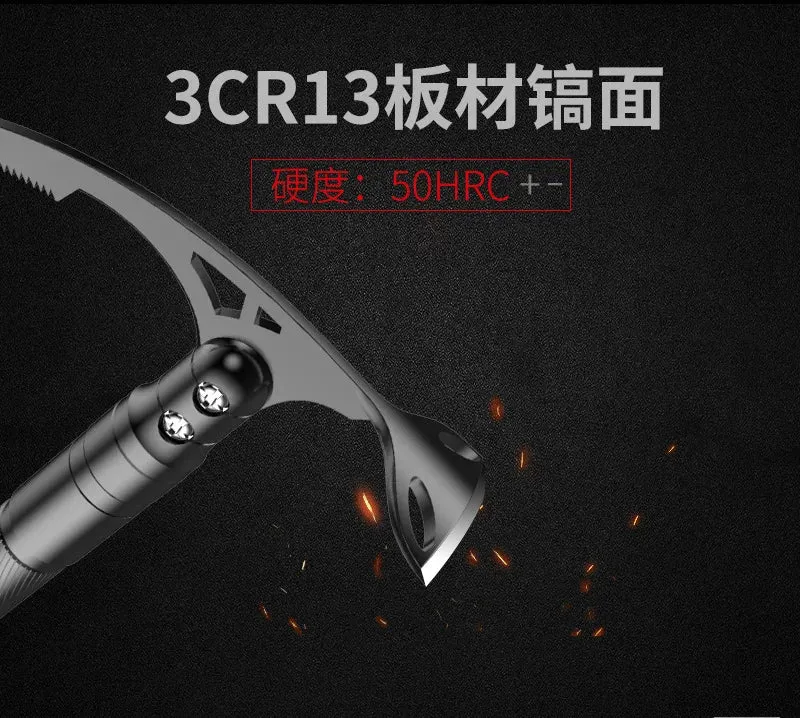 Outdoor Bamboo Head Camping Adventure Multi-Functional Pure Steel Axe for Mountaineering Digging Tree Root Tool Ice Axe