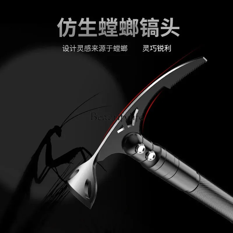 Outdoor Bamboo Head Camping Adventure Multi-Functional Pure Steel Axe for Mountaineering Digging Tree Root Tool Ice Axe
