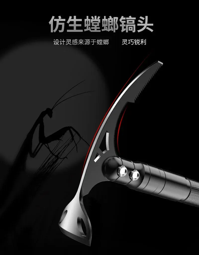 Outdoor Bamboo Head Camping Adventure Multi-Functional Pure Steel Axe for Mountaineering Digging Tree Root Tool Ice Axe