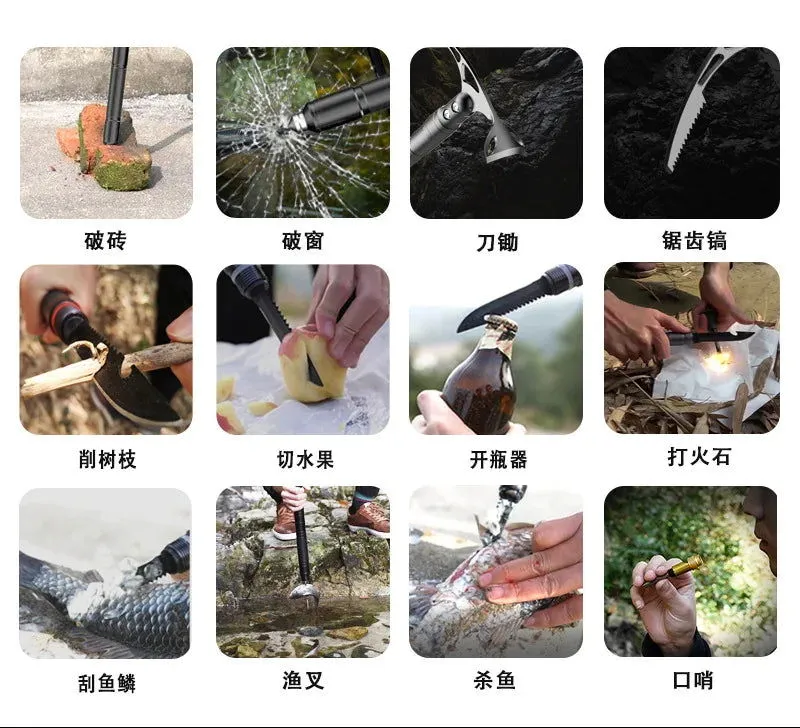 Outdoor Bamboo Head Camping Adventure Multi-Functional Pure Steel Axe for Mountaineering Digging Tree Root Tool Ice Axe