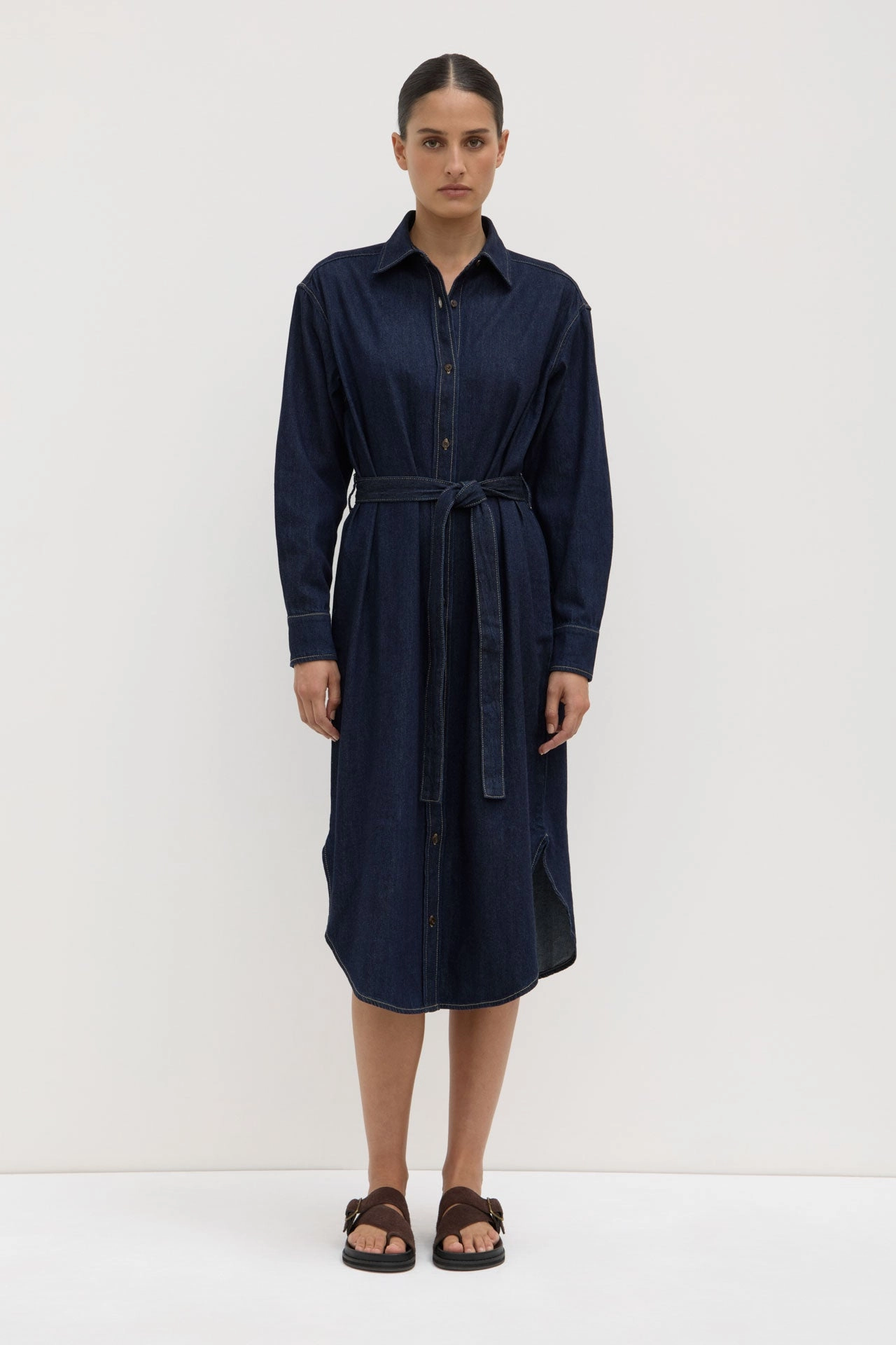 Kiera Recycled Denim Midi Shirt Dress Soft Motion