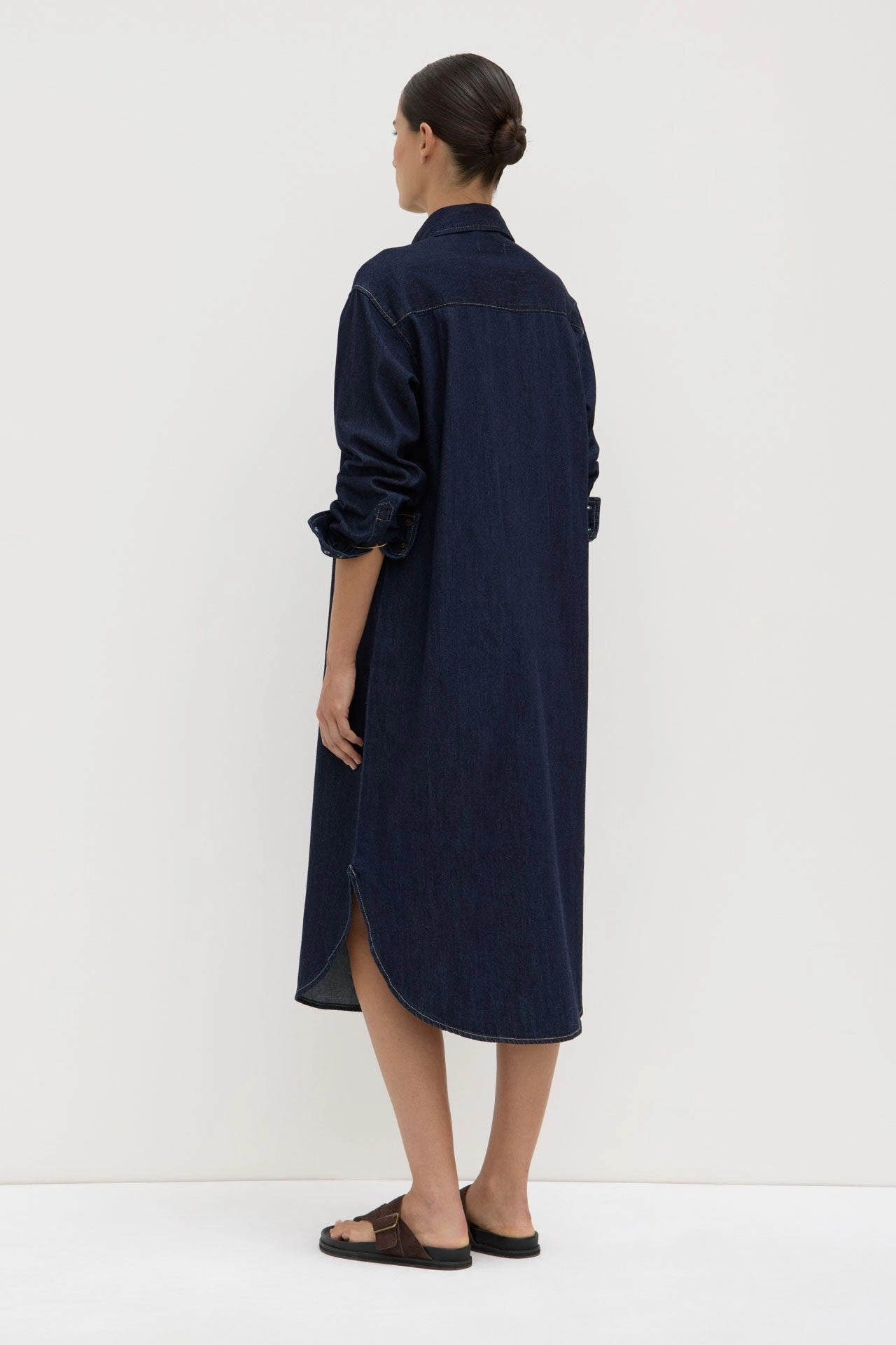 TearResistantFabric Kiera Recycled Denim Midi Shirt Dress