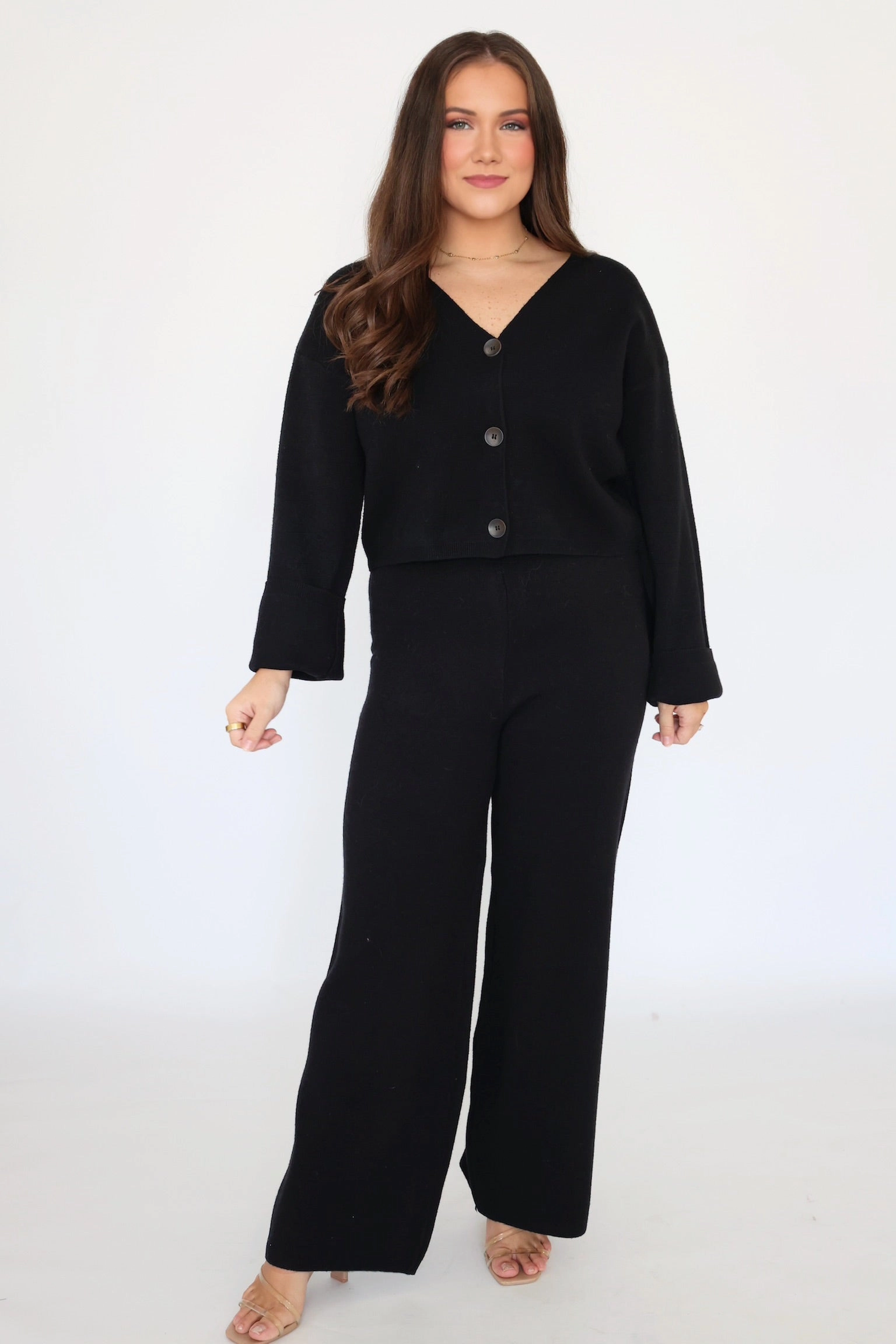 ClassicCrewNeck Elowen Sweater Knit Pant - Black (FINAL SALE)