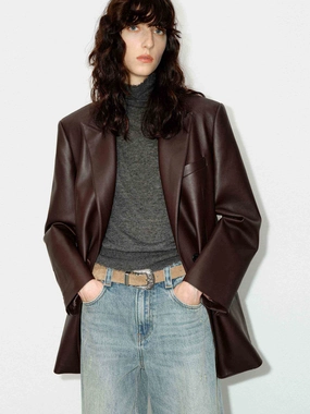 Oversized Leather Blazer Hypoallergenic Fibers