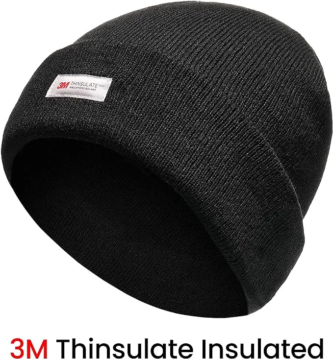 Pack of 2 Mens Winter Ski Beanie Hats with 3M Thinsulate Thermal Lining for Skiing Snowboarding Outdoor Activities Warm Breathable Moisture-Wicking Knit Caps by Sock Stack