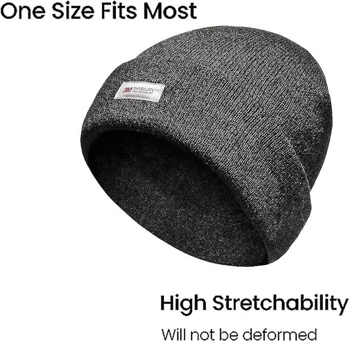 Pack of 2 Mens Winter Ski Beanie Hats with 3M Thinsulate Thermal Lining for Skiing Snowboarding Outdoor Activities Warm Breathable Moisture-Wicking Knit Caps by Sock Stack
