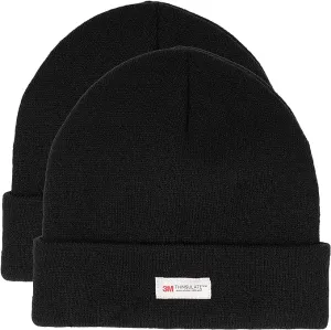 Pack of 2 Mens Winter Ski Beanie Hats with 3M Thinsulate Thermal Lining for Skiing Snowboarding Outdoor Activities Warm Breathable Moisture-Wicking Knit Caps by Sock Stack