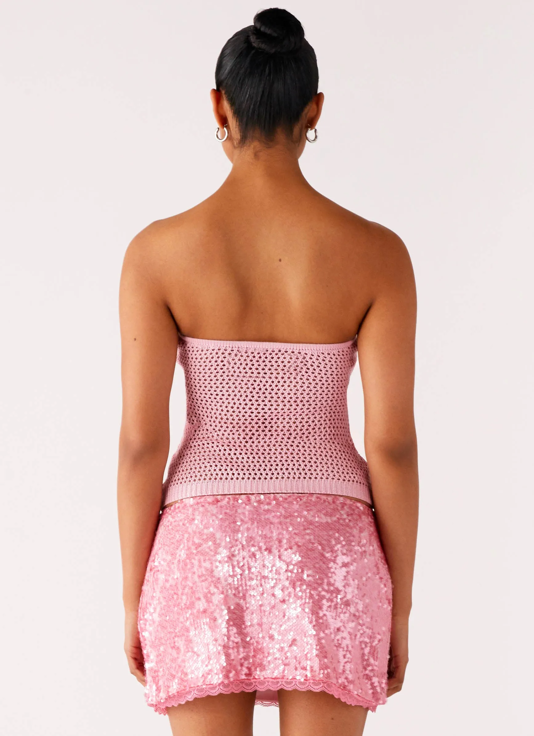 Fashion Tones Evening Outing Palila Sequin Mini Skirt - Pink