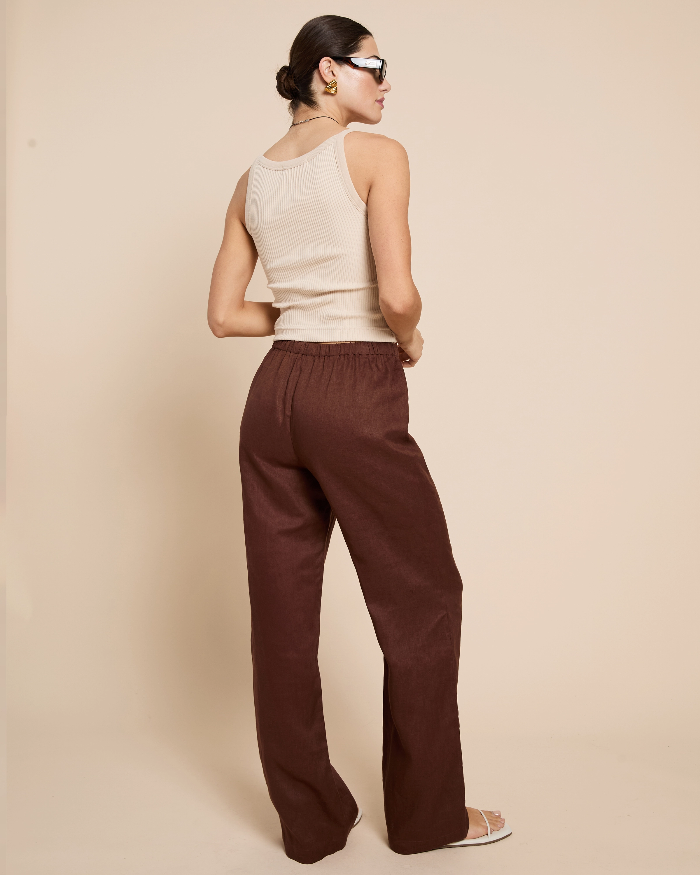 Paloma Linen Pant Rubberized Hem
