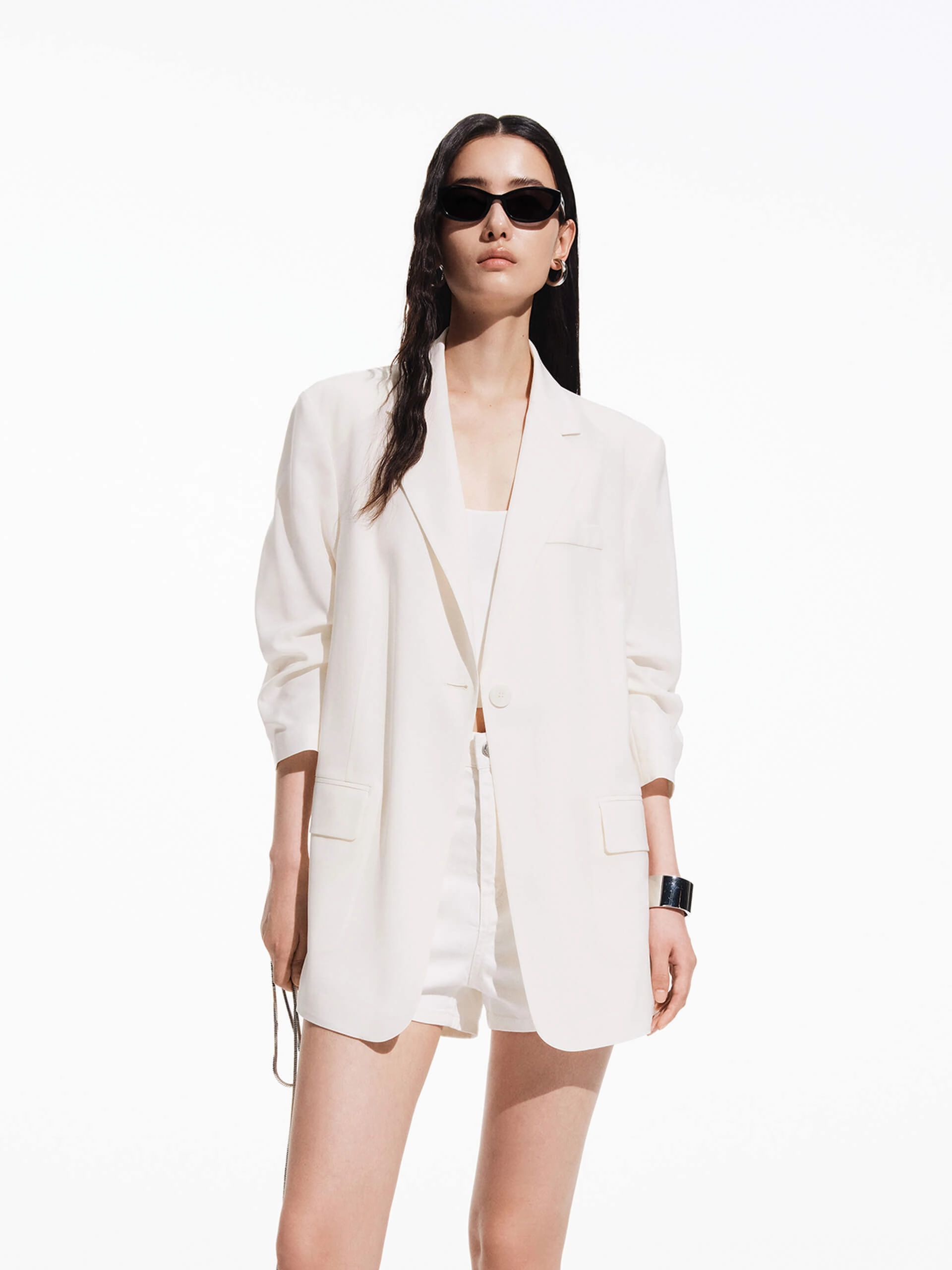 Seamless Knit Cuffs Panelled Detail Tailored Blazer