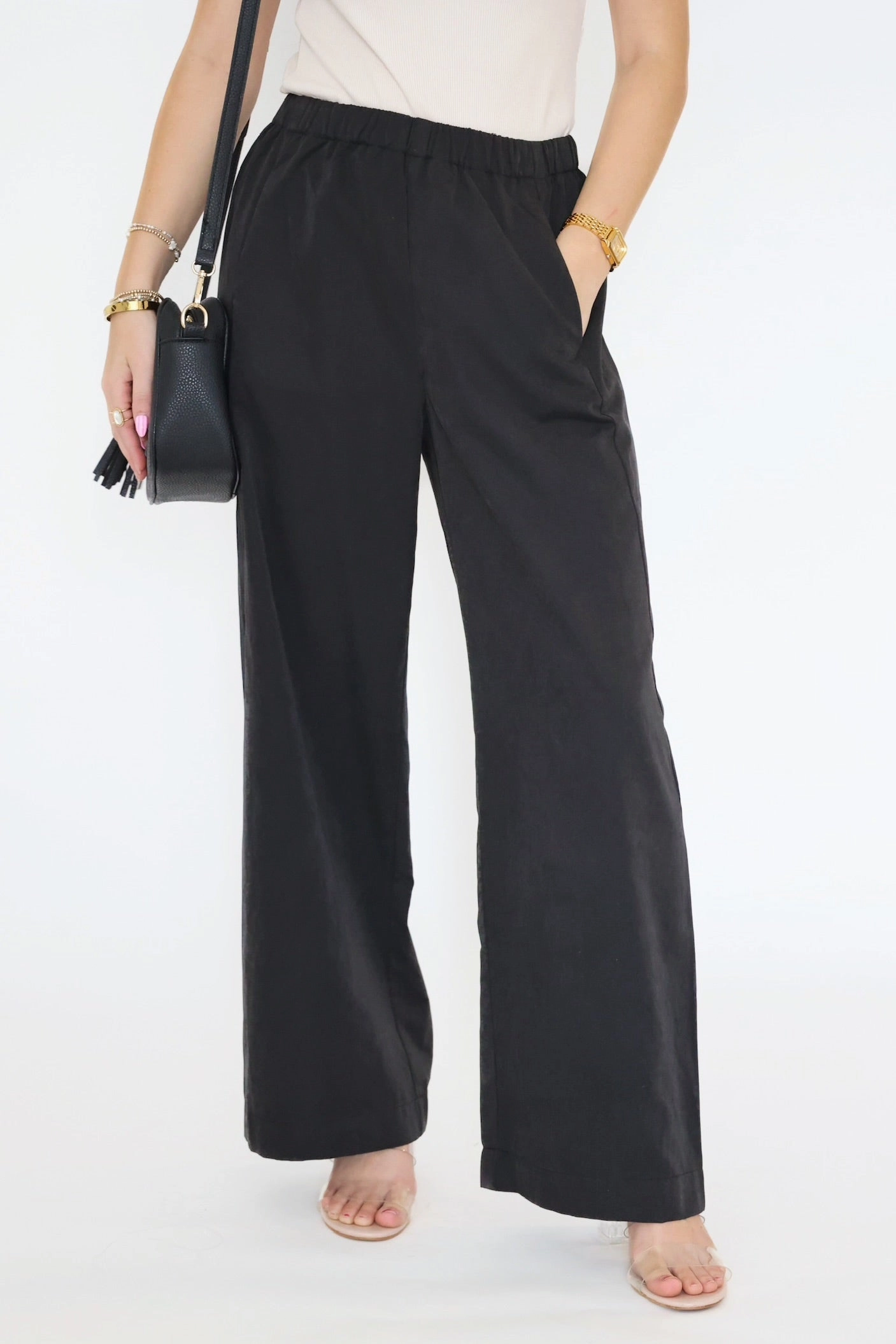 Paris Wide Leg Pant- Black FeatherlightConstruction