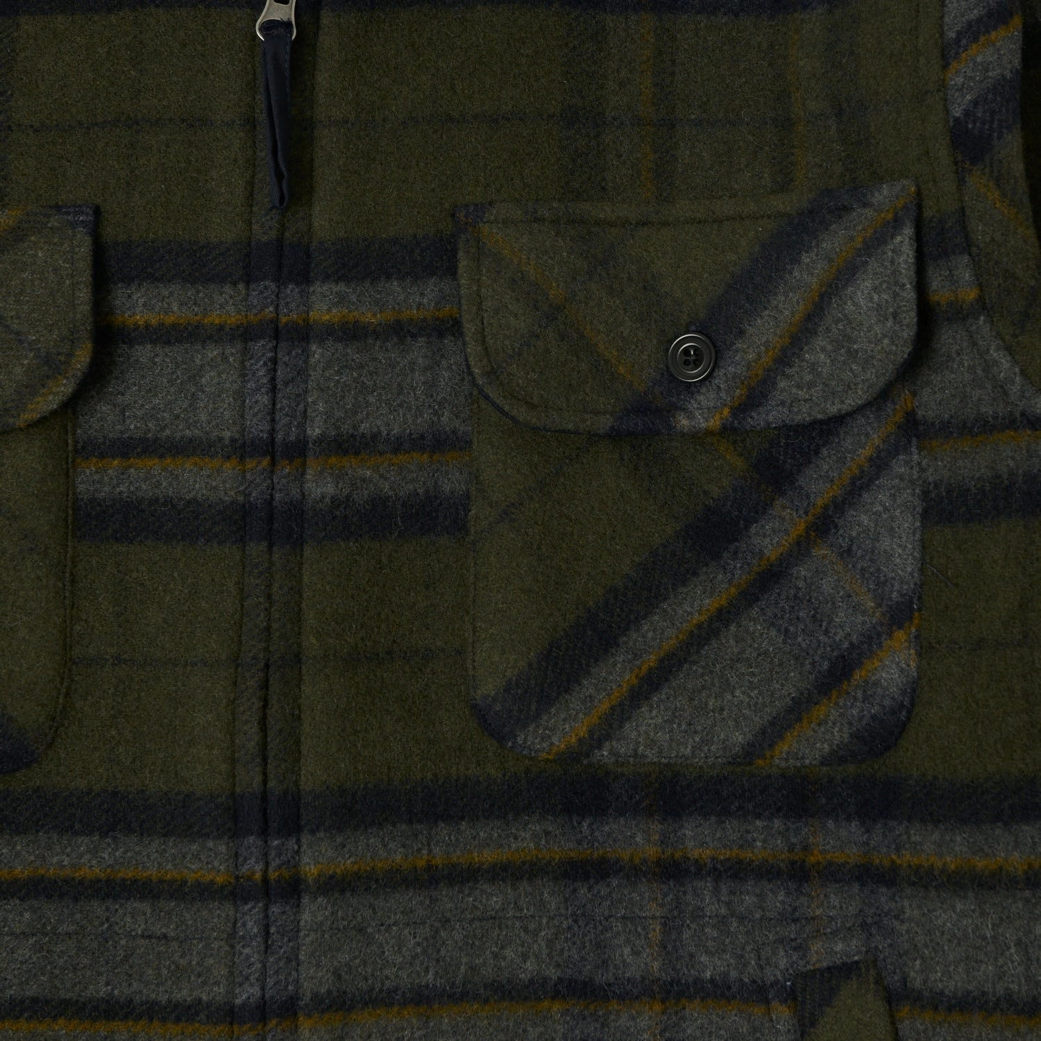 Hartford 'Dusty' Melton Wool Jacket - Forest Green Hidden Storage Compartment